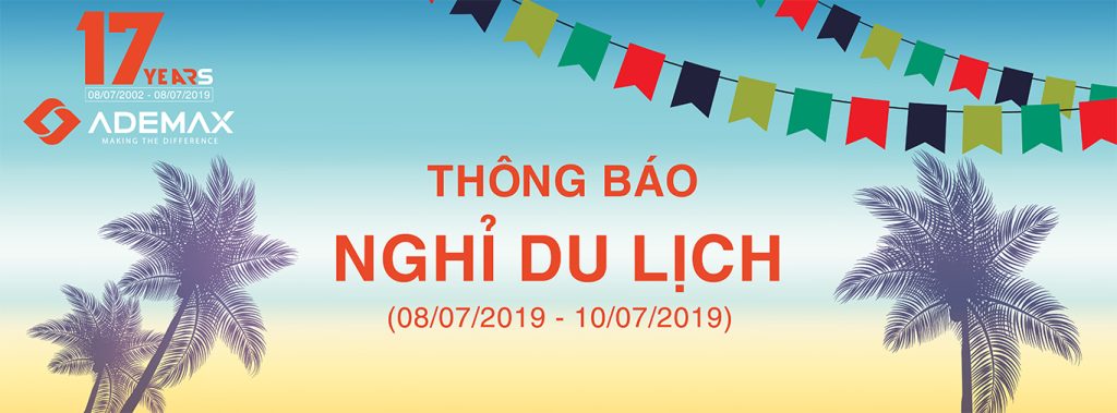 Thông báo – Nghỉ du lịch từ ngày 8/7/2019 – 10/7/2019